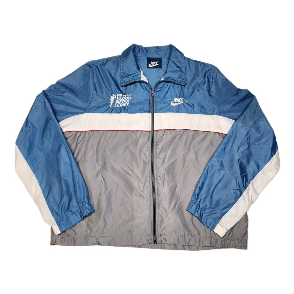 Vintage 80s Nike Diet Pepsi 10000 Meter Series Running Jacket Blue L Rare
